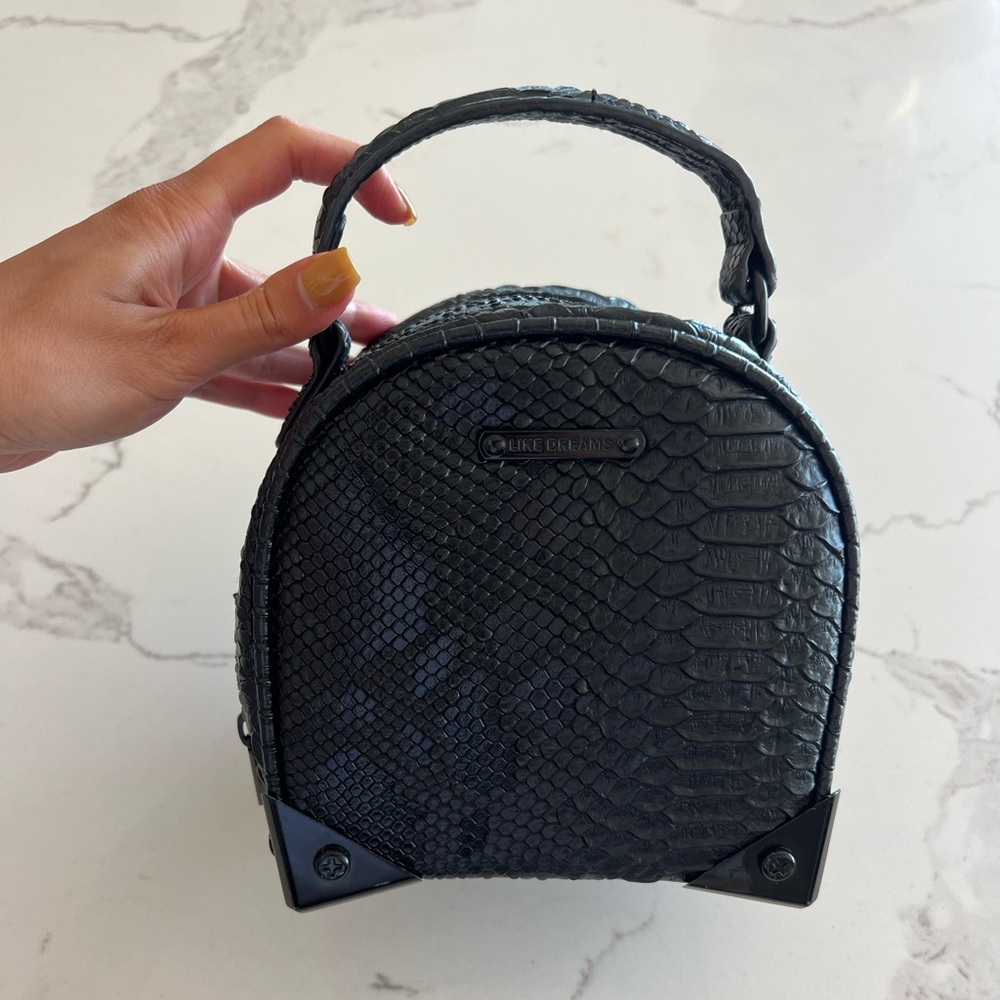 Faux Snake Structured Handbag - image 1